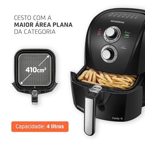 Fritadeira Sem Óleo Air Fryer 4L, Mondial, Preto/Prata, 1500W, 110V - AFN-40-BFS