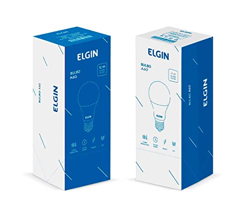 Lâmpada Bulbo LED A60 9W 6500K Elgin Caixa com 10 unidades Bivolt Luz Branca Fria