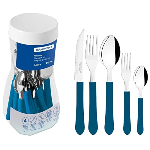 Faqueiro Inox 20 peças Leme Azul - Tramontina
