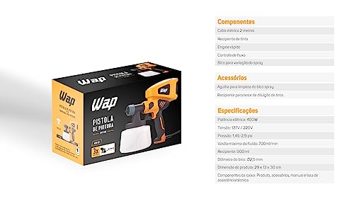 WAP Pistola de Pintura WAP EPP400 com Regulagem de Spray 900ml 400W 127V
