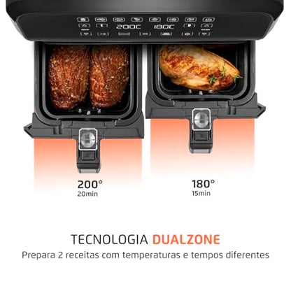 Fritadeira Air Fryer Dual Duplo Cesto 8L, Mondial, 2200W, 110V - AFD-01-BI