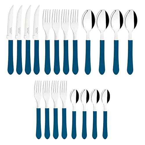 Faqueiro Inox 20 peças Leme Azul - Tramontina
