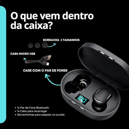 Fone de Ouvido Bluetooth Sem Fio Wireless 5.1 Duplo Premium com Visor