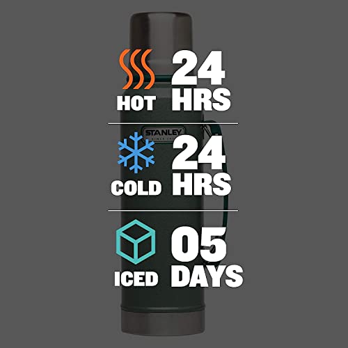 Stanley Garrafa de boca larga clássica isolada a vácuo – Sem BPA – Garrafa térmica de aço inoxidável 18/8 para bebidas frias e quentes – Mantém o líquido quente ou frio por até 24 horas