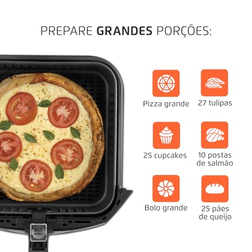 Fritadeira Sem Óleo Air Fryer 8L, Mondial, Preto/Inox, 1900W, 110V - AFN-80-BI