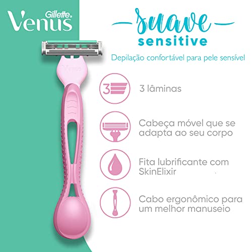 Gillette Aparelho De Depilar Venus Suave Sensitive 2 Unidades