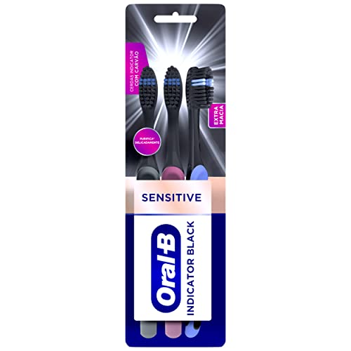 Oral-B, Escova de Dente Indicador Black Charcoal 3 Unidades