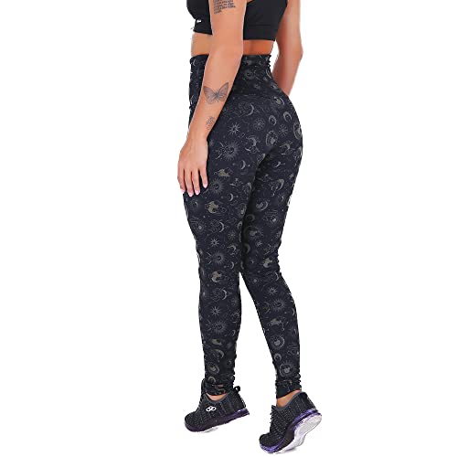 Kit com 3 Leggings Mescla Sublimadas Cintura Alta Suplex (P, Maori/Spider/Lua)