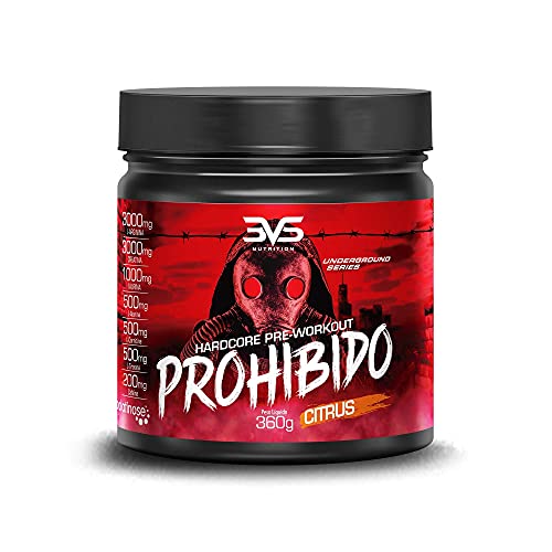 Pré Treino Prohibido Hardcore Pre-Workout, 3VS Nutrition | 2 gr de Beta Alanina | Estimulante para treino | Energia e foco | Explosão de força em seus músculos | Para homens e mulheres