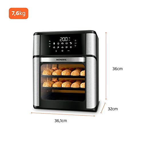 Fritadeira Air Fryer Forno Oven 12 Litros, Mondial, Preto/Inox, 2000W, 110V - AFO-12L-BI