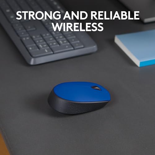 Mouse sem fio Logitech M170 com Design Ambidestro Compacto, Conexão USB e Pilha Inclusa - Azul
