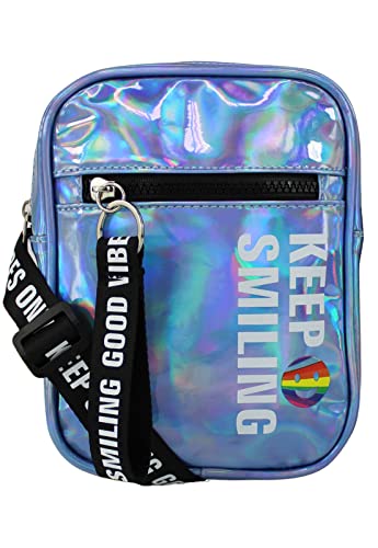 Shoulder Bag Bolsa Transversal Pequena Holográfica Azul