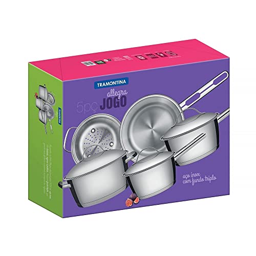 Jogo de Panelas com Fundo Triplo 5 Peças Tramontina Inox