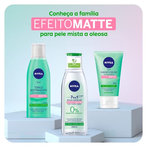 NIVEA Água Micelar Solução de Limpeza Facial 7 em 1 Efeito Matte 200ml - Fórmula poderosa com efeito matte que oferece 7 benefícios: limpa, hidrata, suaviza, tonifica, demaquila, acalma e refresca