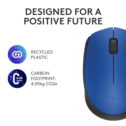 Mouse sem fio Logitech M170 com Design Ambidestro Compacto, Conexão USB e Pilha Inclusa - Azul
