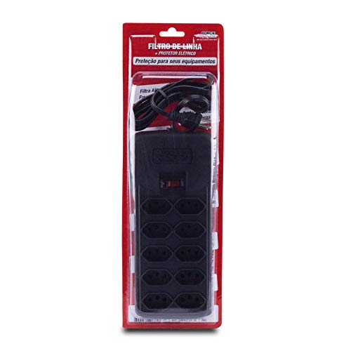 Filtro de Linha com Disjuntor 10T, Force Line, Acessórios para Computador, Preto