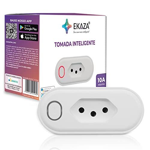 EKAZA TOMADA INTELIGENTE 10A, WI-FI, COMPATIVEL COM GOOGLE ASSISTENTE E ALEXA – T206