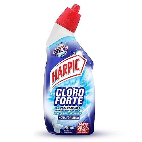 Harpic Cloro Forte - Desinfetante Sanitário Líquido Desodorizador, 200ml, Azul