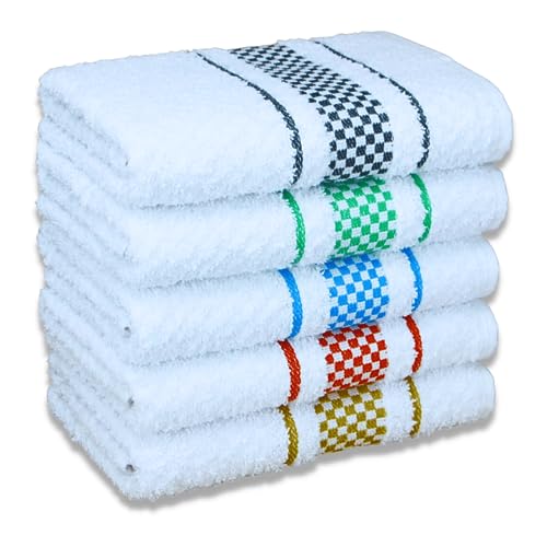 Kit 05 Pano de Prato Atoalhado Para Cozinha Felpudo Premium Gourmet 45x70cm 370g/m² 100% Algodão - Sortido