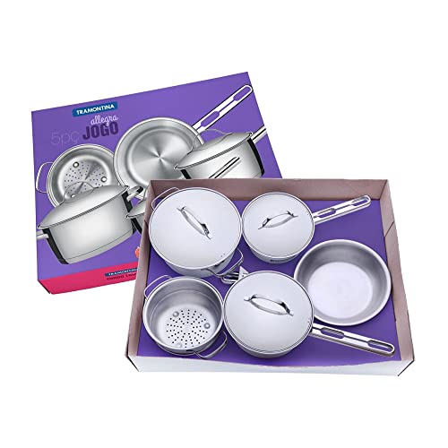 Jogo de Panelas com Fundo Triplo 5 Peças Tramontina Inox
