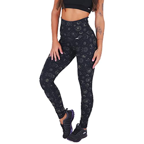 Kit com 3 Leggings Mescla Sublimadas Cintura Alta Suplex (P, Maori/Spider/Lua)