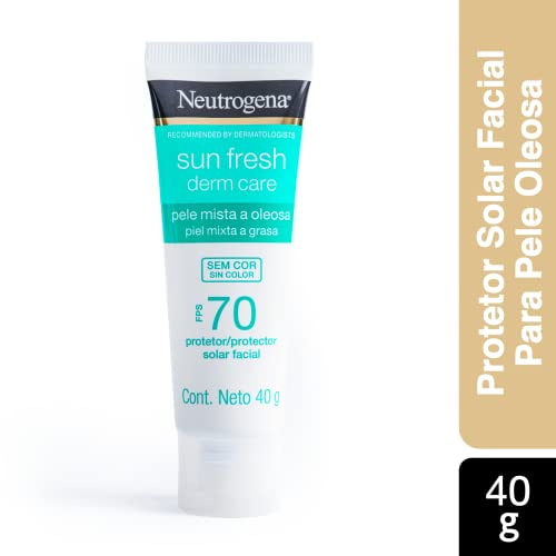 Neutrogena Sun Fresh Protetor Solar Facial Para Pele Oleosa Derm Care Sem Cor FPS 70, 40g
