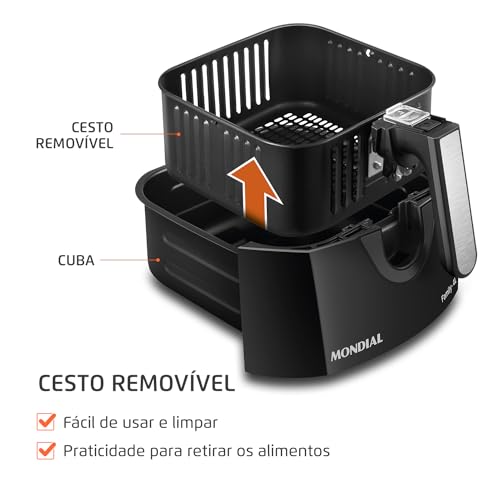 Fritadeira Sem Óleo Air Fryer 4L, Mondial, Preto/Prata, 1500W, 110V - AFN-40-BFS