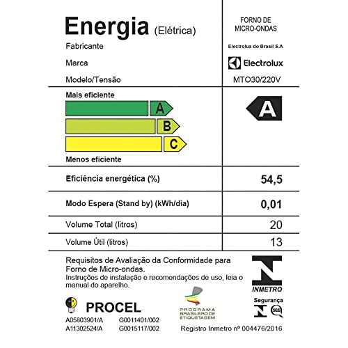 Micro-ondas Electrolux MTO30 com Função Tira Odor 20L - 220V
