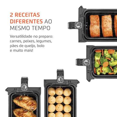 Fritadeira Air Fryer Dual Duplo Cesto 8L, Mondial, 2200W, 110V - AFD-01-BI