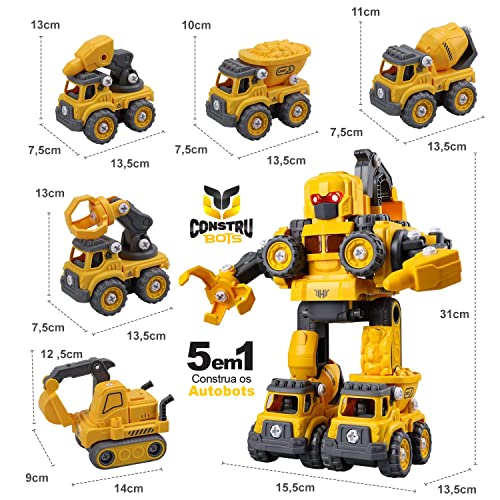 Carrinho Robô 5 Em 1 Monta Desmonta Construbots - Mega Compras