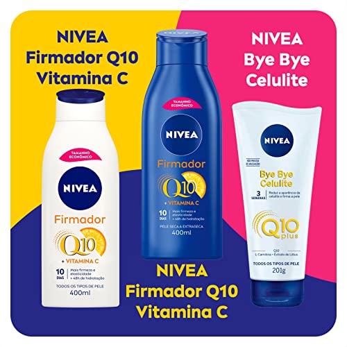 NIVEA Hidratante Firmador Q10 Vitamina C Pele Seca - Hidratante que melhora a elasticidade da pele em 10 dias, previne a flacidez e ainda hidrata intensamente, ideal para pele seca - 400ml