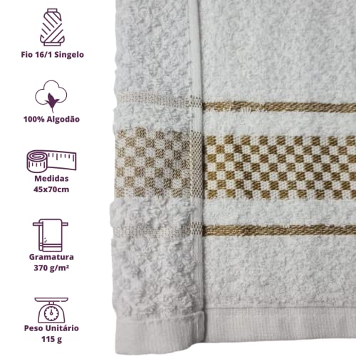 Kit 05 Pano de Prato Atoalhado Para Cozinha Felpudo Premium Gourmet 45x70cm 370g/m² 100% Algodão - Sortido