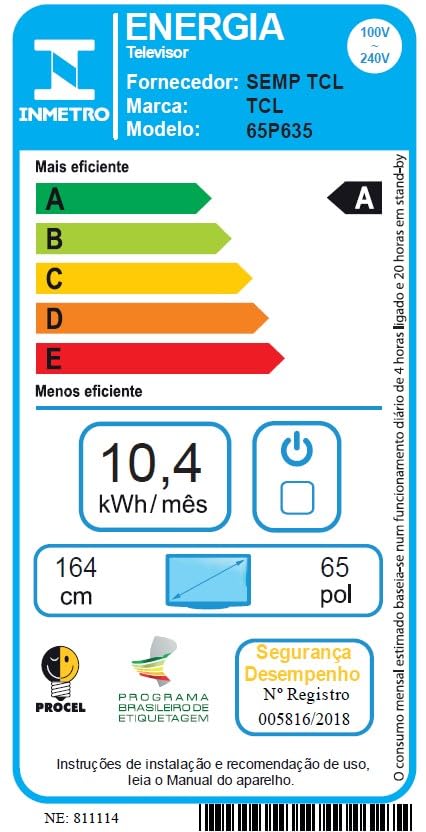 TCL LED SMART TV 65” P635 4K UHD GOOGLE TV