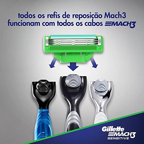 Gillette Aparelho De Barbear Mach3 Sensitive + 9 Cargas