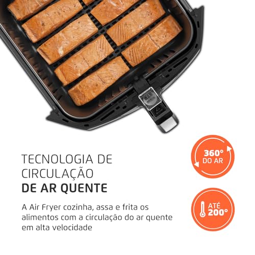 Fritadeira Sem Óleo Air Fryer 8L, Mondial, Preto/Inox, 1900W, 110V - AFN-80-BI