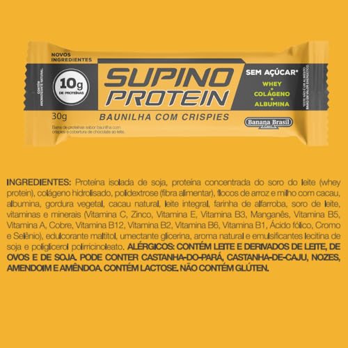Display Barra de Proteína Supino Protein Baunilha com Crispies - 12 Unidades de 30G