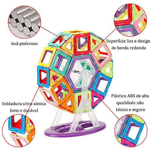 Brastoy Blocos De Montar Magnético Brinquedo Educativo Infantil (120 Peças)