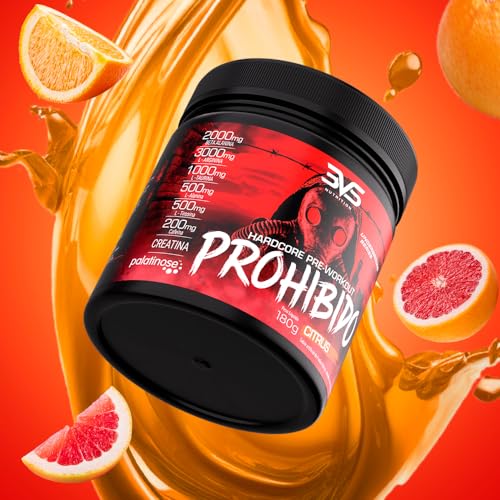 Pré Treino Prohibido Hardcore Pre-Workout, 3VS Nutrition | 2 gr de Beta Alanina | Estimulante para treino | Energia e foco | Explosão de força em seus músculos | Para homens e mulheres