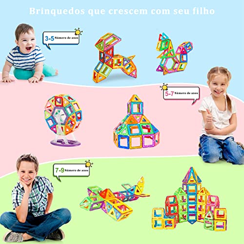 Brastoy Blocos De Montar Magnético Brinquedo Educativo Infantil (120 Peças)