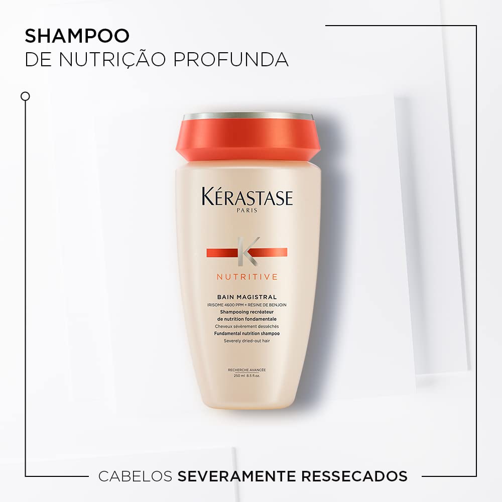 Kérastase Shampoo Nutritive Bain Magistral, Cabelos ressecados, Nutrição, Complexo Irisome, Resina de Benjoim, Ceramidas, 250 ml