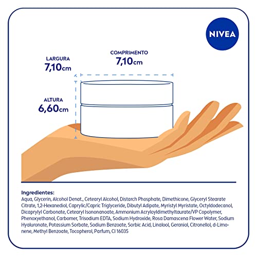 NIVEA Creme Facial Hidratante em Gel Aqua Rose 50ml - Com Ácido Hialurônico e Água de Rosas orgânica, este hidratante em gel de rápida absorção hidrata a pele por 48 horas