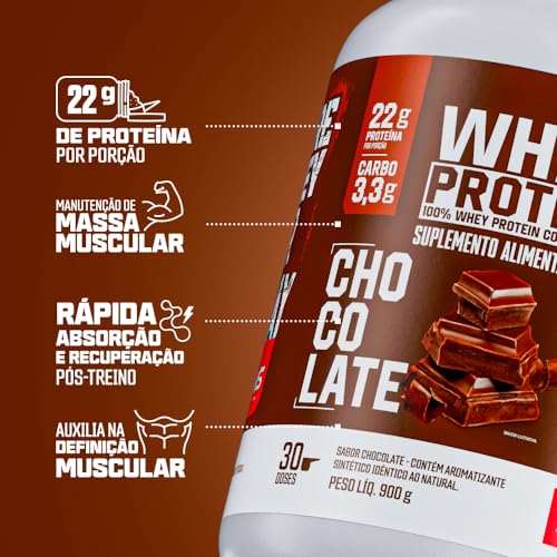 Whey Concentrado 100% Whey Protein 3VS Nutrition - 900g (Chocolate)