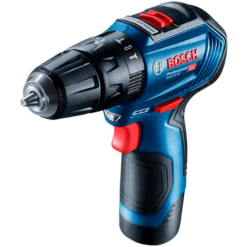 Bosch Parafusadeira Furadeira Gsb 12V-30 Brushless 12V Com 2 Baterias 1 Carregador E Maleta, Azul