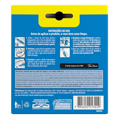 Pato Desodorizador Sanitário Gel Adesivo Marine Refil 12 Discos