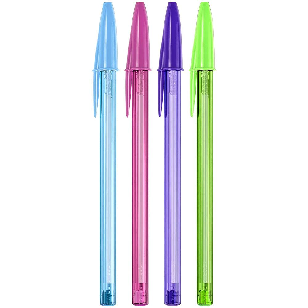 Canetas Coloridas Bic Cristal Fashion 12 Cores Vibrantes, Ponta Esferográfica Média de 1.2mm, Escrita Suave e Cores Vibrantes