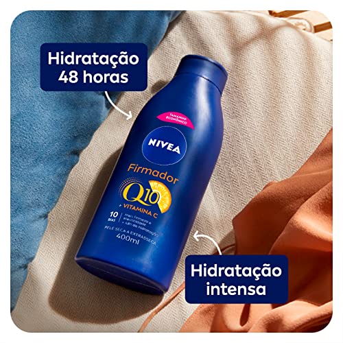 NIVEA Hidratante Firmador Q10 Vitamina C Pele Seca - Hidratante que melhora a elasticidade da pele em 10 dias, previne a flacidez e ainda hidrata intensamente, ideal para pele seca - 400ml