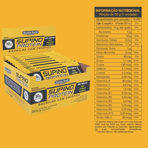 Display Barra de Proteína Supino Protein Baunilha com Crispies - 12 Unidades de 30G