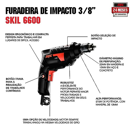 Skil Furadeira De Impacto 6600 570W 220V Com Chave De Mandril