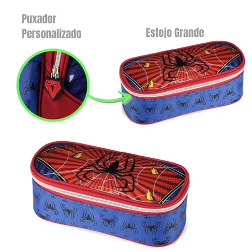 Kit Mochila Homem Aranha Dark Mochila Rodinhas Estojo Lancheira Spider Man