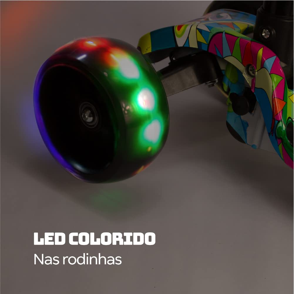 Patinete Infantil 3 Rodas Com Led Dobrável - Mega Compras